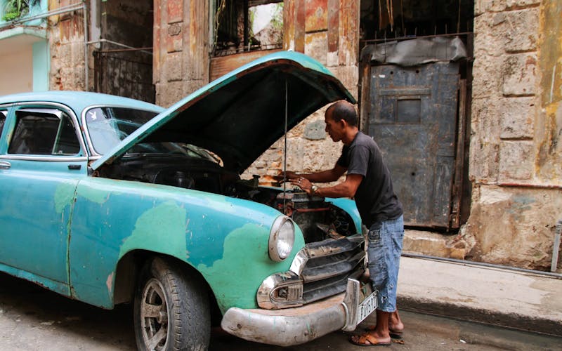 Classic car engine bay